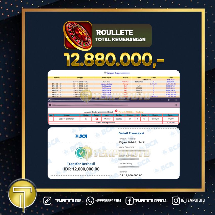 BUKTI JACKPOT TEMPOTOTO CASINO