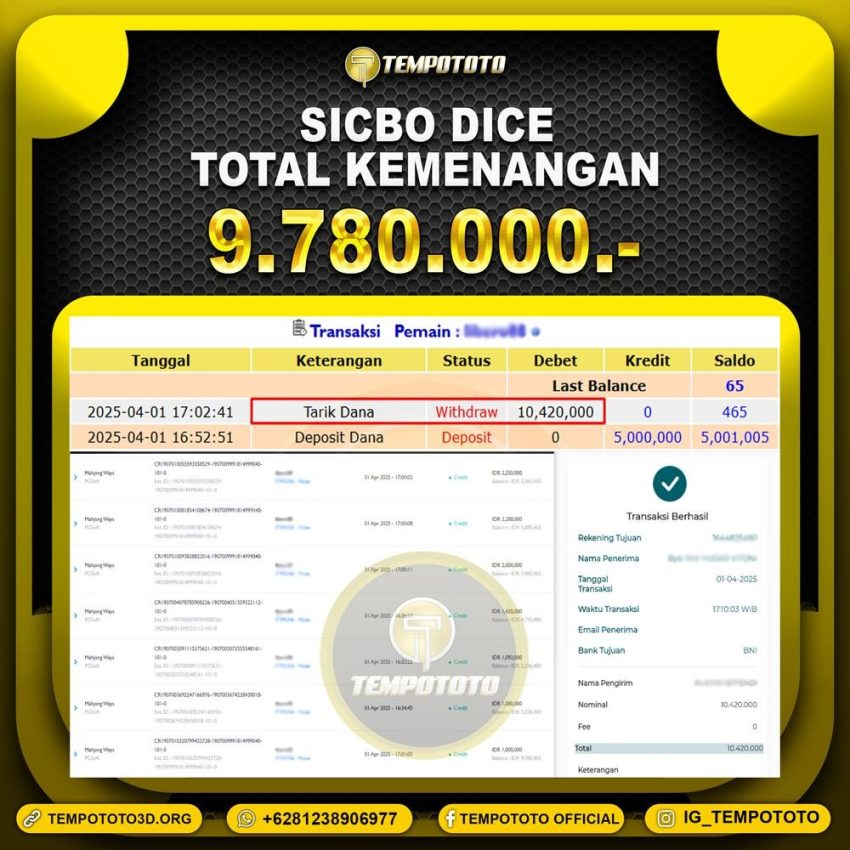 BUKTI JP TEMPOTOTO CASINO