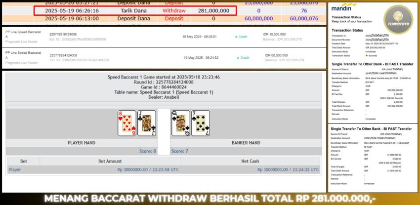 BUKTI JP LIVE CASINO TEMPOTOTO