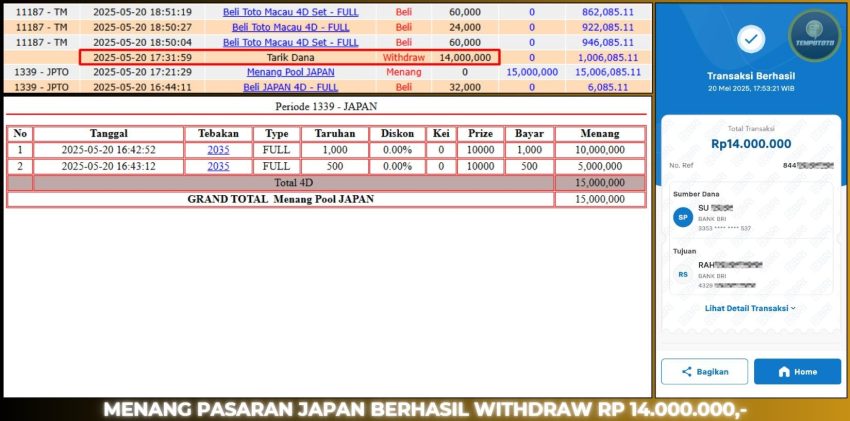 BUKTI JP TEMPOTOTO TOGEL