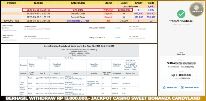 BUKTI JP LIVE CASINO TEMPOTOTO