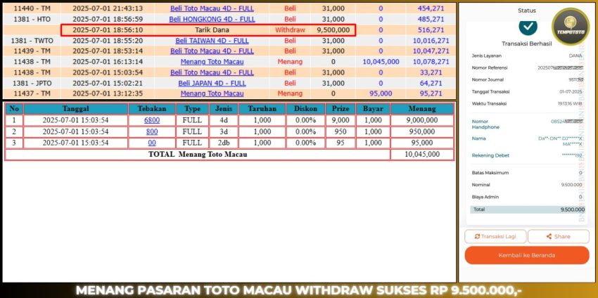 BUKTI JP TEMPOTOTO TOGEL