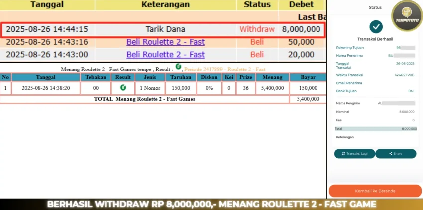 BUKTI JP CASINO TEMPOTOTO