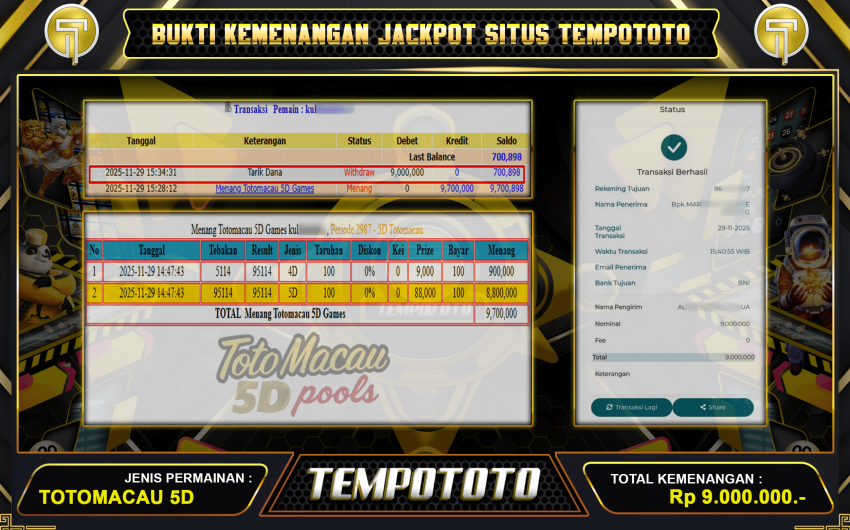 TOGEL TOTOMACAU 5D MENANG