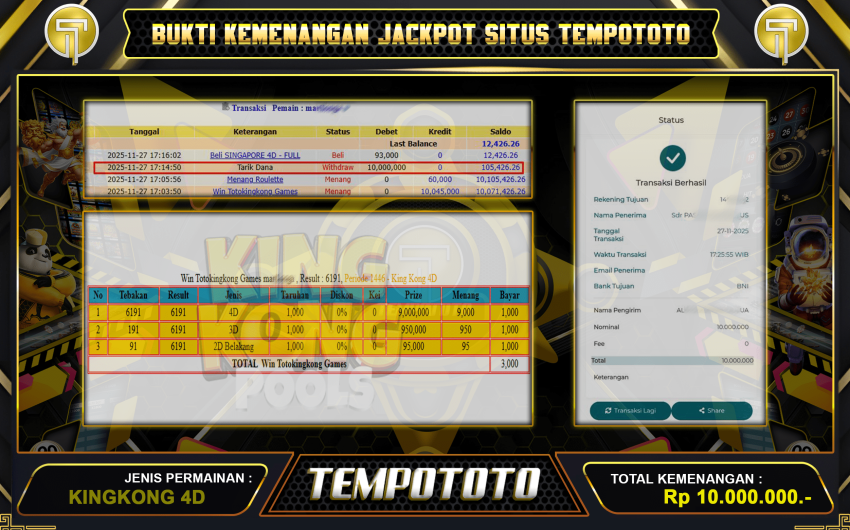 KEMENANGAN TOGEL MEMBER TEMPOTOTO