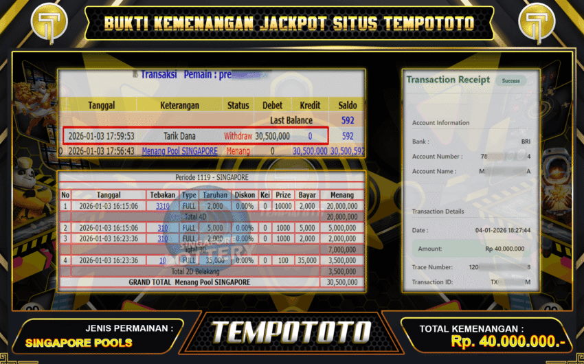 TOGEL SINGAPORE TEMBUS 40JT